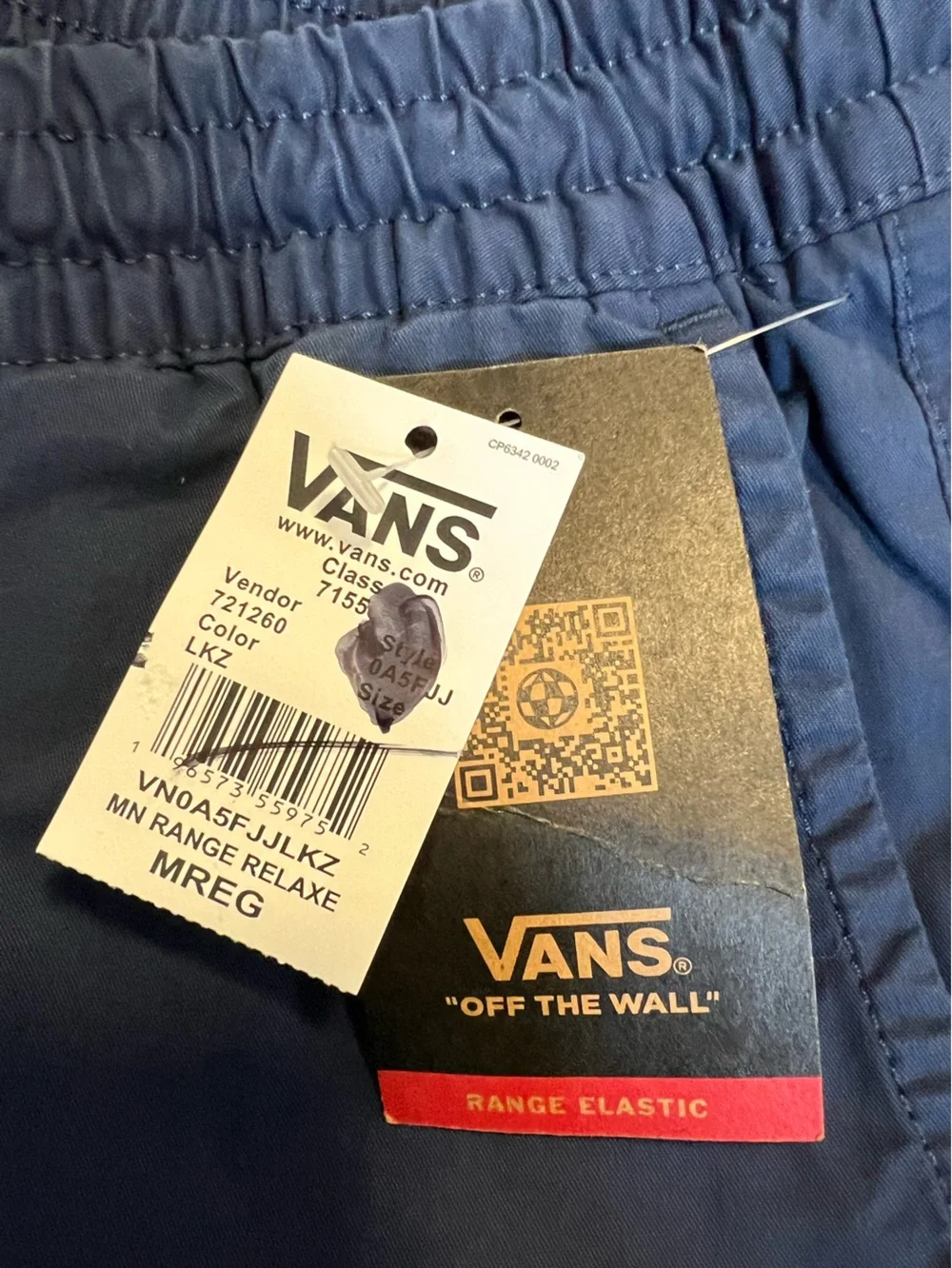 NWT Vans Mens Range Elastic Relaxed Fit Pants Size Medium Color Navy Blue